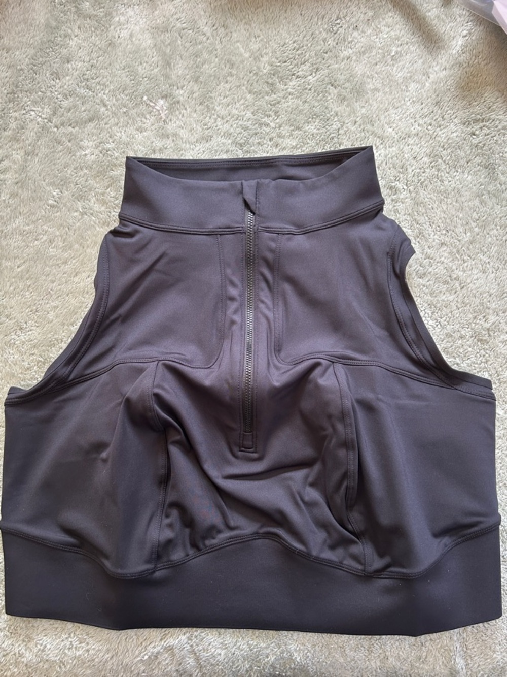 Phoenix Black Front‑Zip High‑Neck Sports Bra Plus 2X DDD–H NWT Support Crop Top